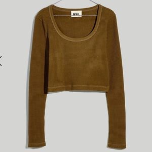 NWT MADEWELL Waffle Long-Sleeve Crop Tee Size Large